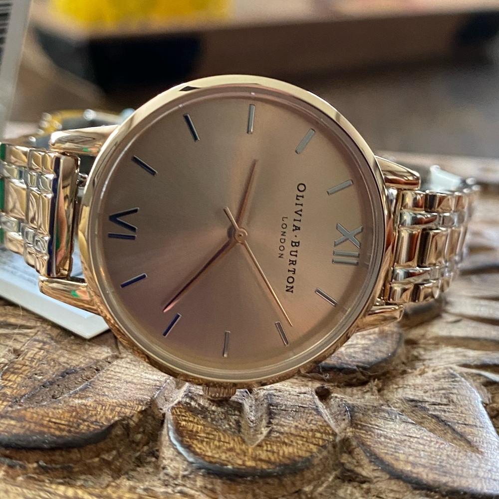 NWT OLIVIA BURTON Sunray Rose GoldTone & Stainless Steel Watch ~ 30mm Brand New